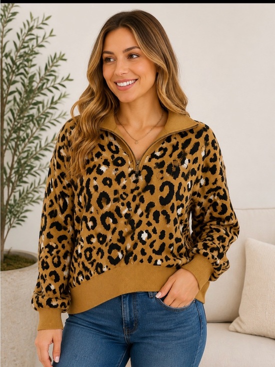 Nine West Tops - NWT: Nine West Leopard Print Pullover - Camel, Black & White